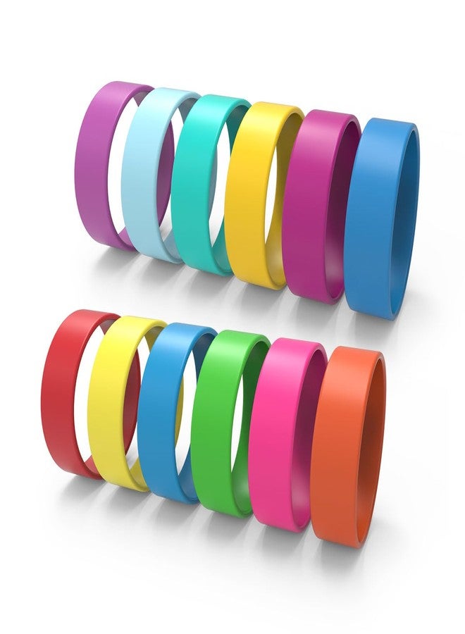 YalsFTY 12 Pack Colorful Silicone Bracelets for Kids & Teens, 2.1” Inner Diameter, Waterproof Rubber Wristbands Party Favors, School Rewards, Outdoor Activities - Image 1